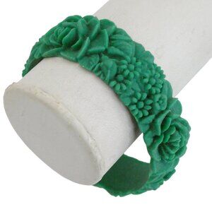 FULLSPOT Slim 11mm floral bracelet M green silicone